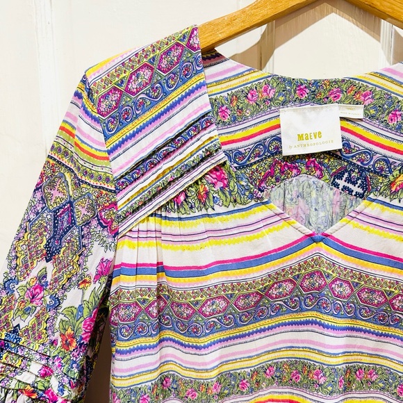 Maeve Anthropologie Ceresco Peasant Blouse Boho Floral Paisely Size Small - Picture 5 of 11